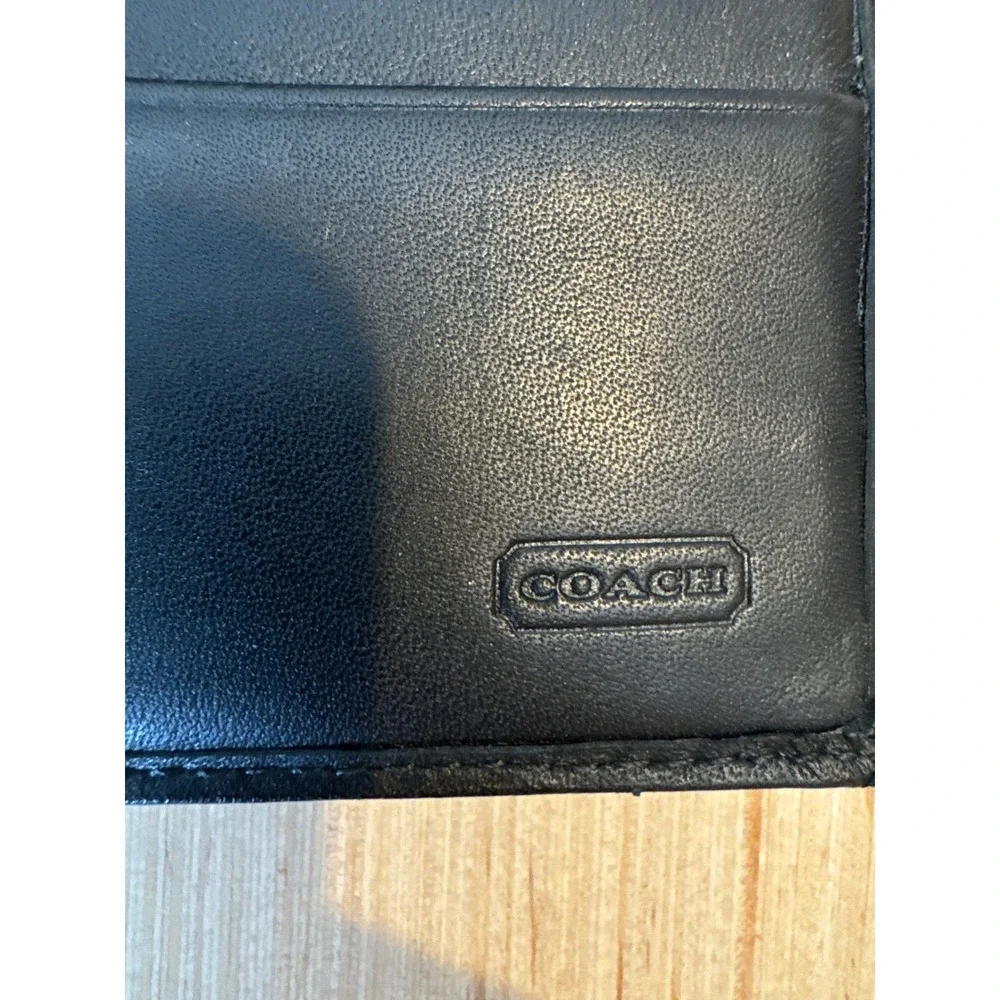 Coach Signature Jacquard Slim Envelope Wallet Black Grey Leather Trim Long 41